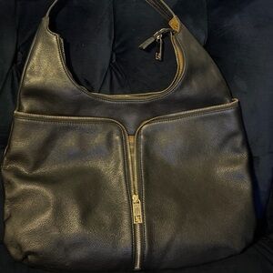 High Quality Black Pebbled Leather Hobo Bag - Fendi Style